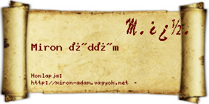 Miron Ádám névjegykártya